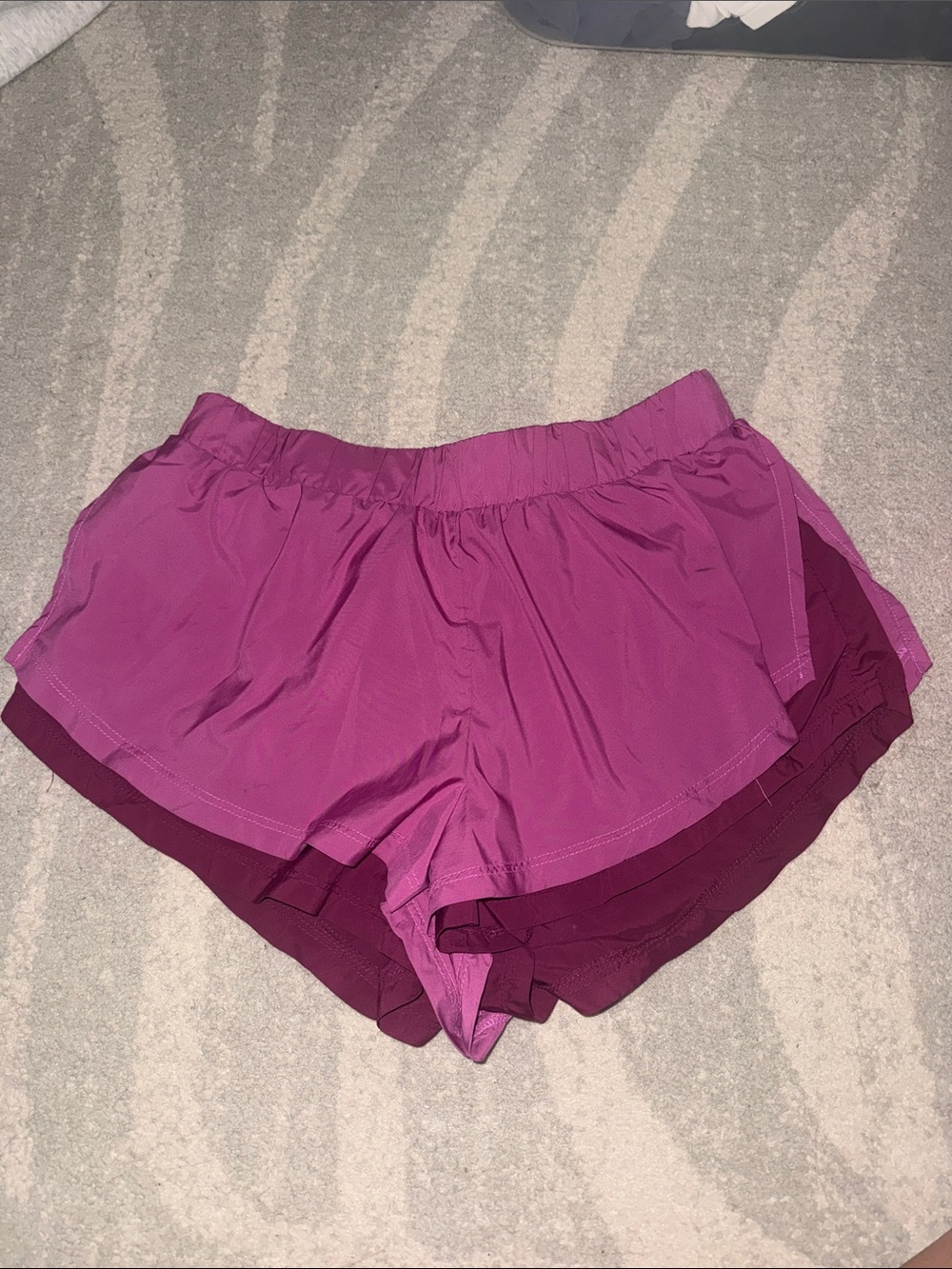 FP Movement by Free People Two-Tone Magenta Layered Athletic Shorts
